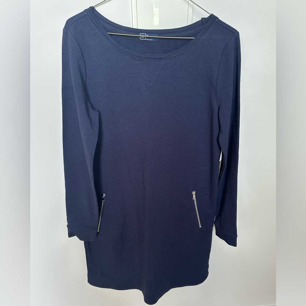 GAP Navy Sweatshirt style dress with Zipper Details.  NWT